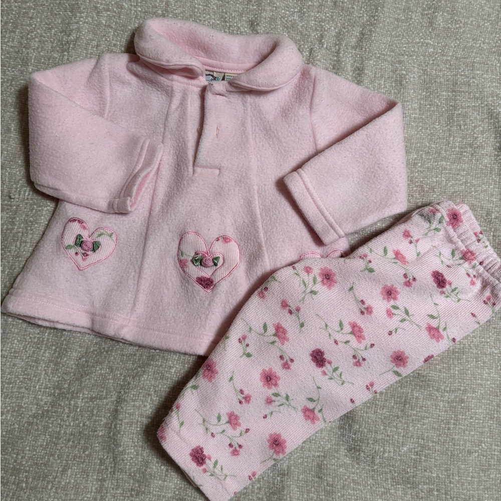 Kids Pink Floral Heart Vintage Little Lindsey Set - see photos